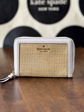 Kate Spade New York Knott Straw Medium Zip Around Wallet